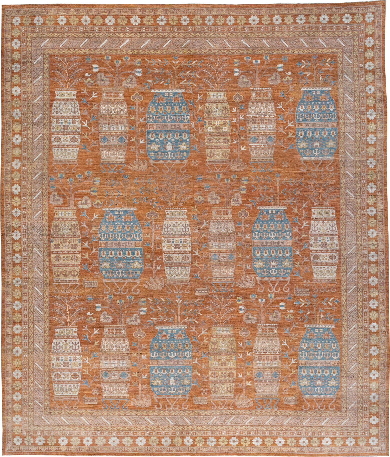 Modern East Turkestan Khotan Vase Pictorial Large Carpet, No.33032 - Gss