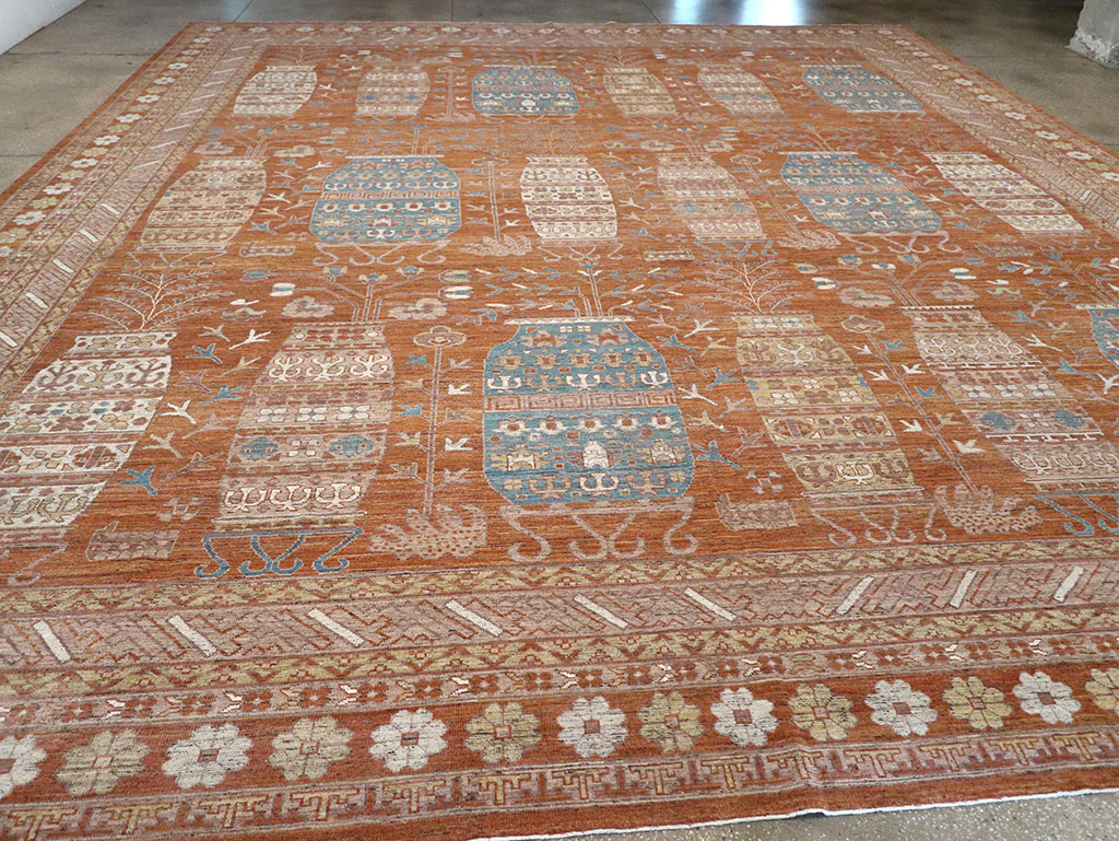 Modern East Turkestan Khotan Vase Pictorial Large Carpet, No.33032 - Gss