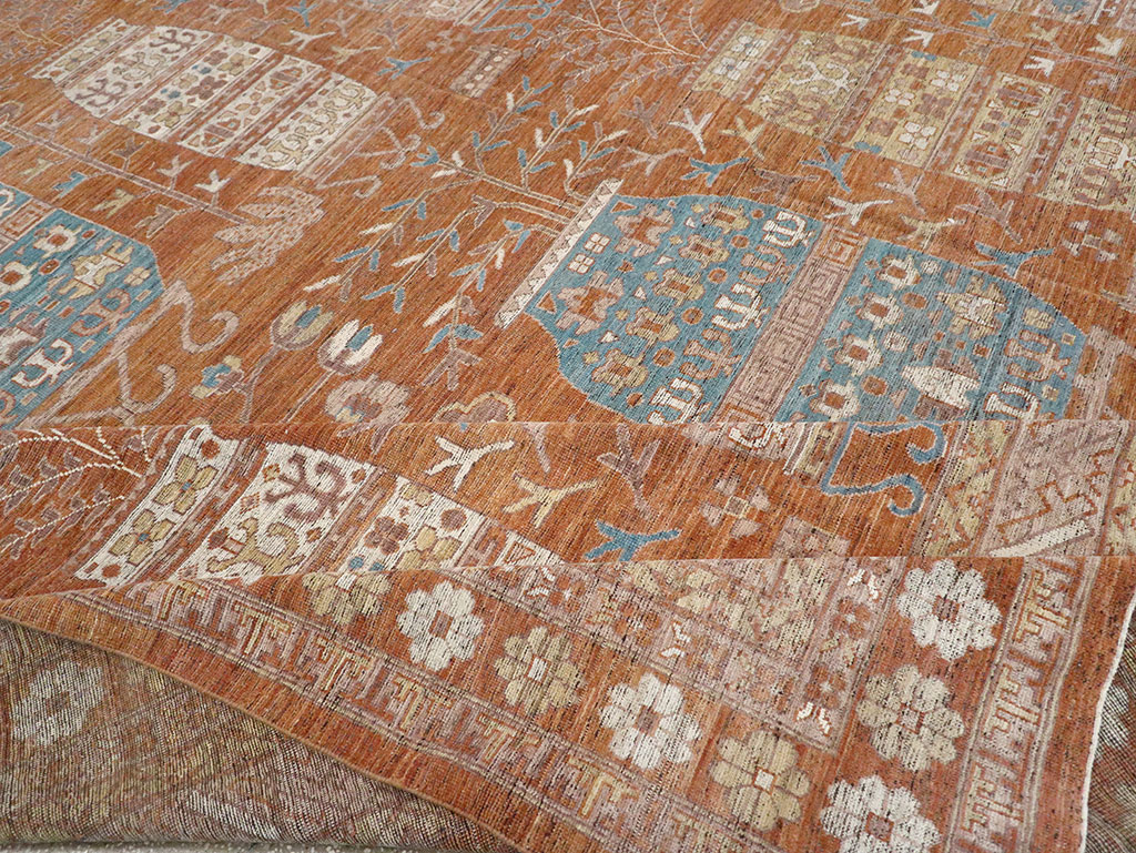 Modern East Turkestan Khotan Vase Pictorial Large Carpet, No.33032 - Gss