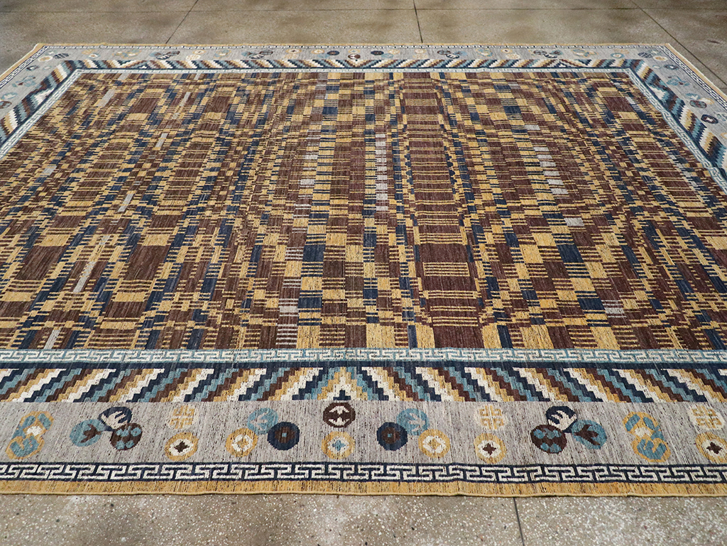 Modern East Turkestan Khotan Room Size Carpet, No.33034 - Gss