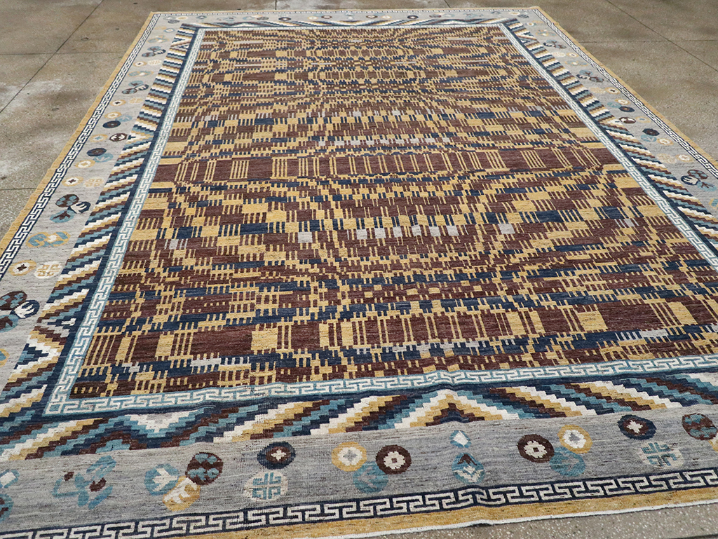 Modern East Turkestan Khotan Room Size Carpet, No.33034 - Gss