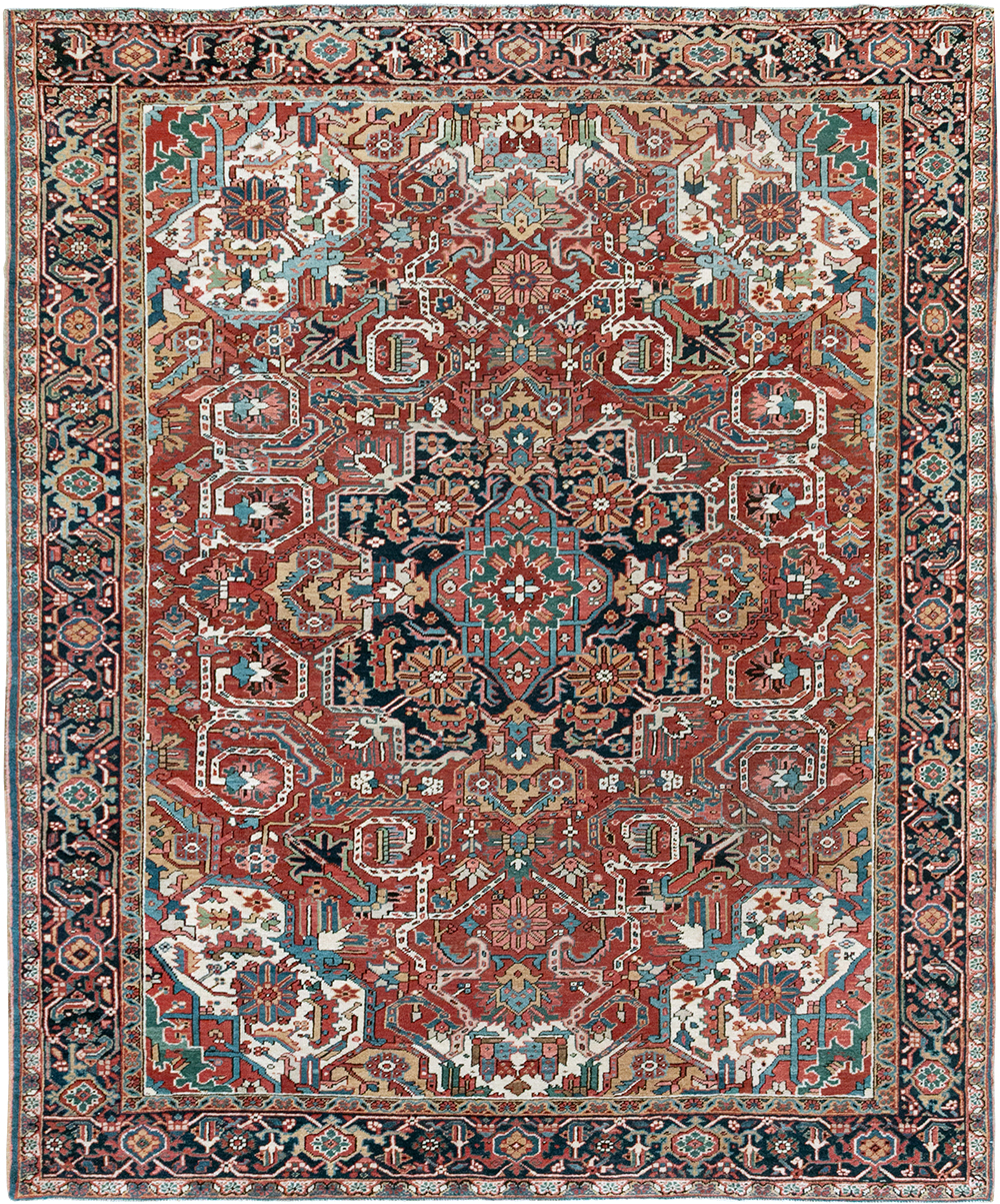 Vintage Persian Heriz Room Size Carpet, No.33042 - Gss