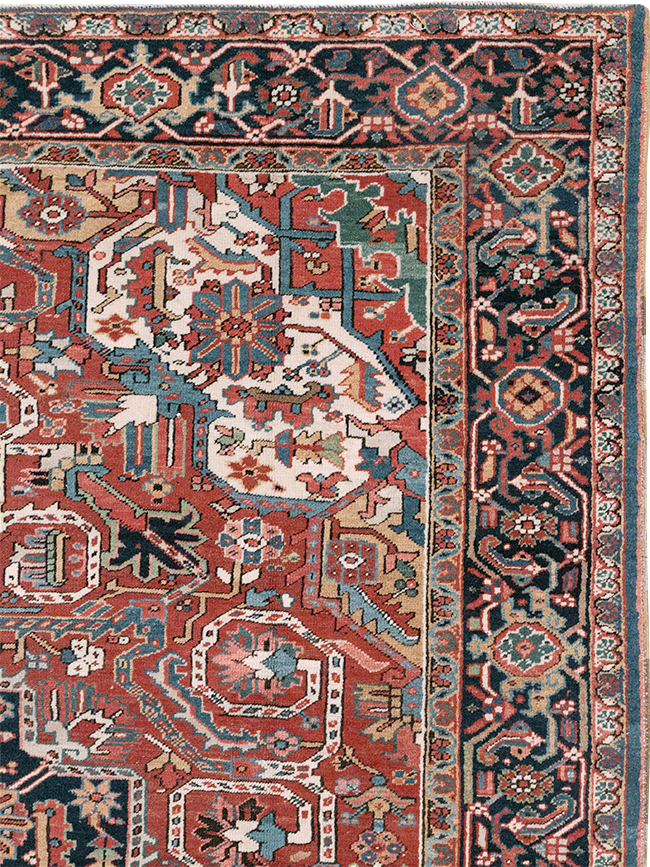 Vintage Persian Heriz Room Size Carpet, No.33042 - Gss