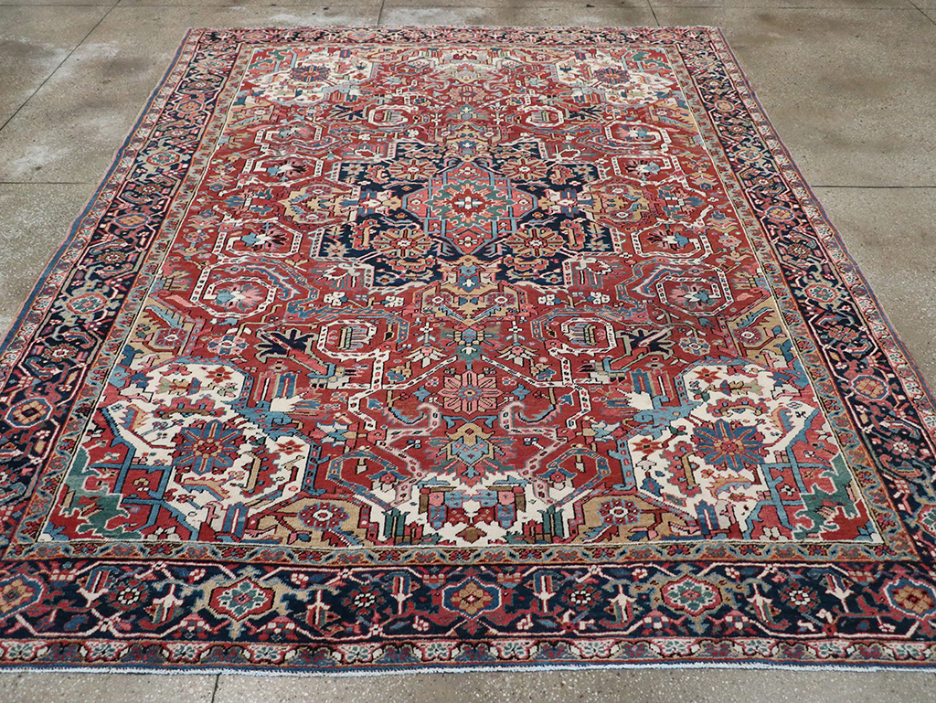 Vintage Persian Heriz Room Size Carpet, No.33042 - Gss