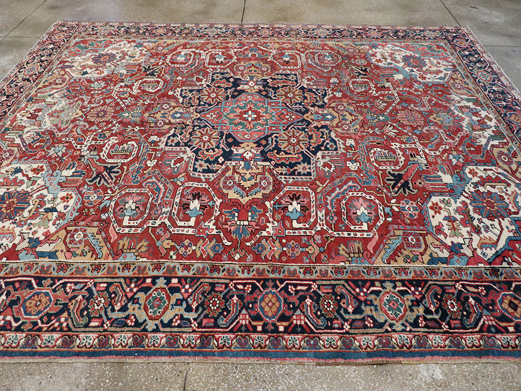 Vintage Persian Heriz Room Size Carpet, No.33042 - Gss