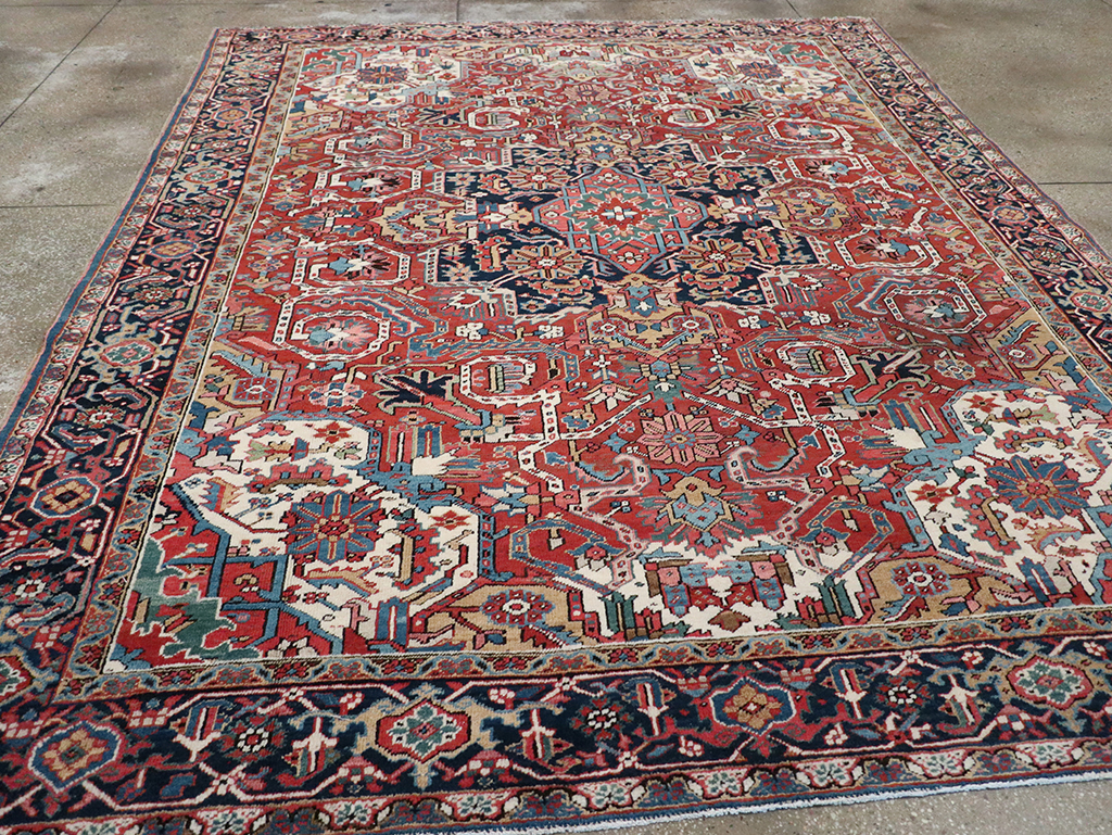 Vintage Persian Heriz Room Size Carpet, No.33042 - Gss