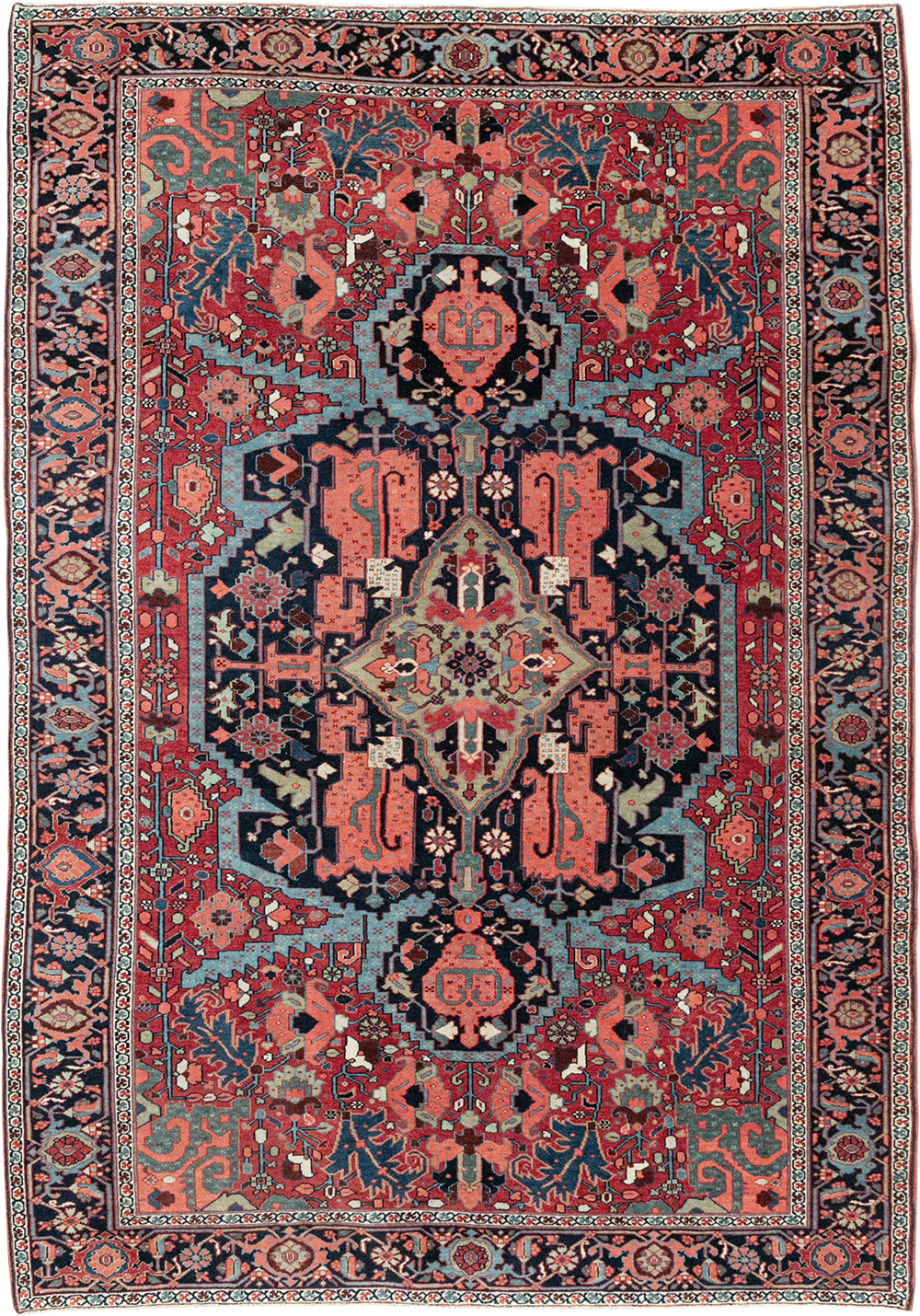 Antique Persian Heriz Accent Rug, No.33044 - Gss