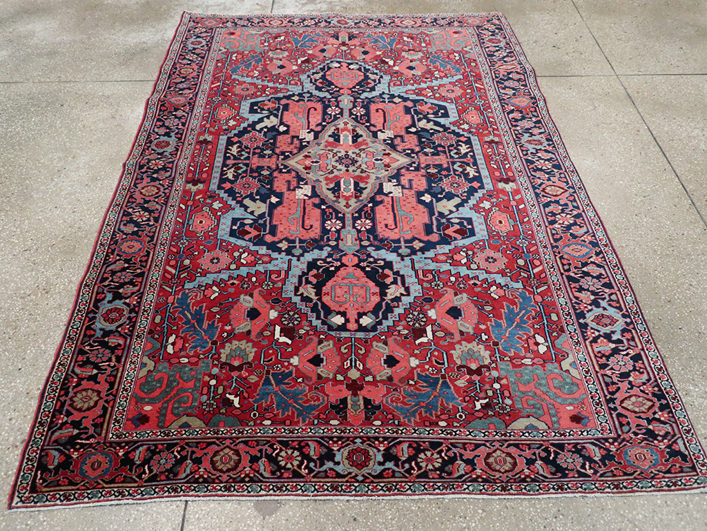 Antique Persian Heriz Accent Rug, No.33044 - Gss
