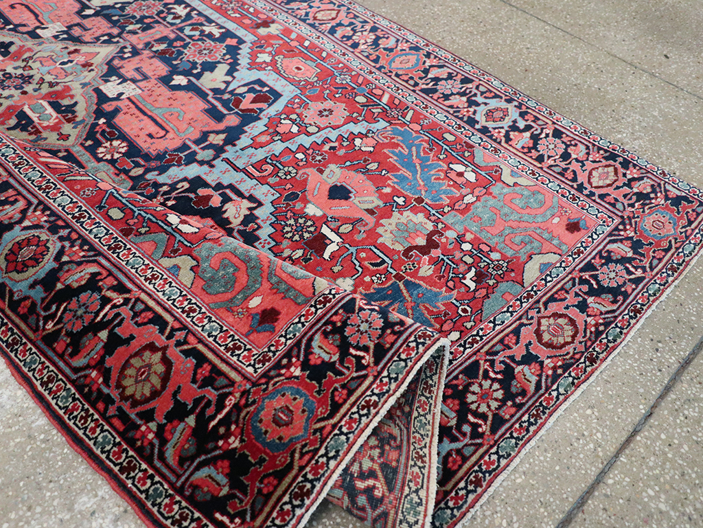 Antique Persian Heriz Accent Rug, No.33044 - Gss