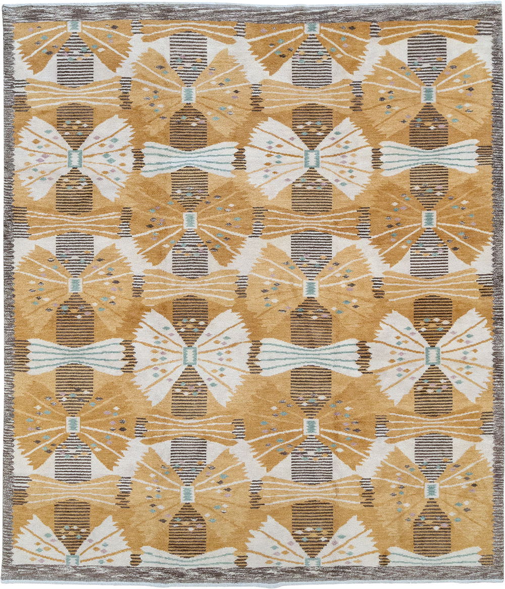 Vintage Scandinavian Rya After Park, Gul By Barbro Nilsson, No.33045 - Gss