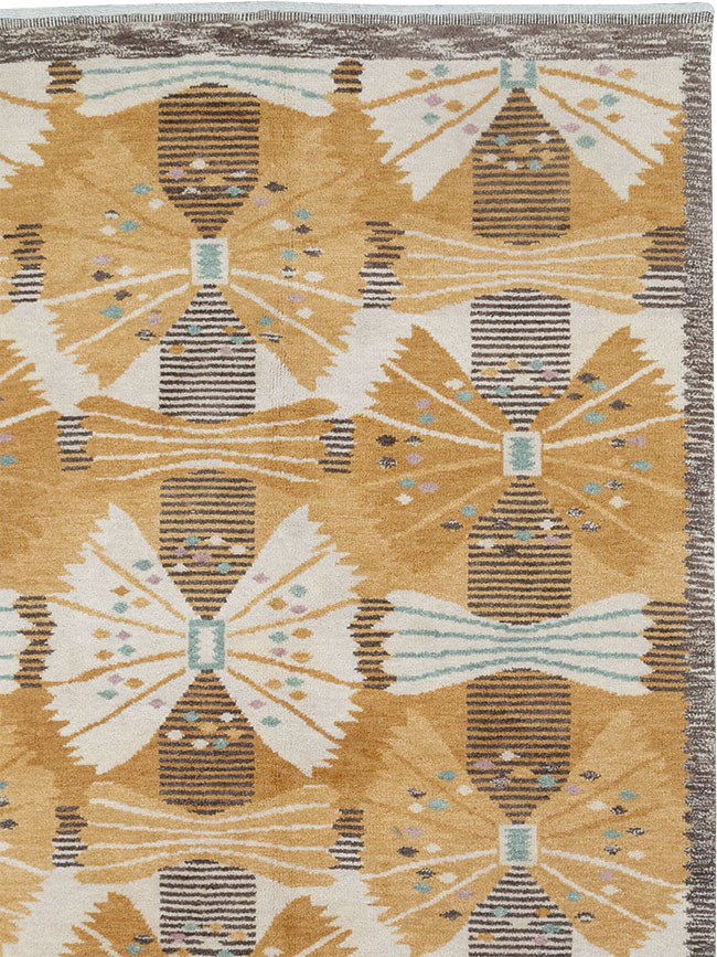 Vintage Scandinavian Rya After Park, Gul By Barbro Nilsson, No.33045 - Gss