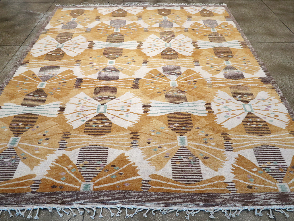 Vintage Scandinavian Rya After Park, Gul By Barbro Nilsson, No.33045 - Gss