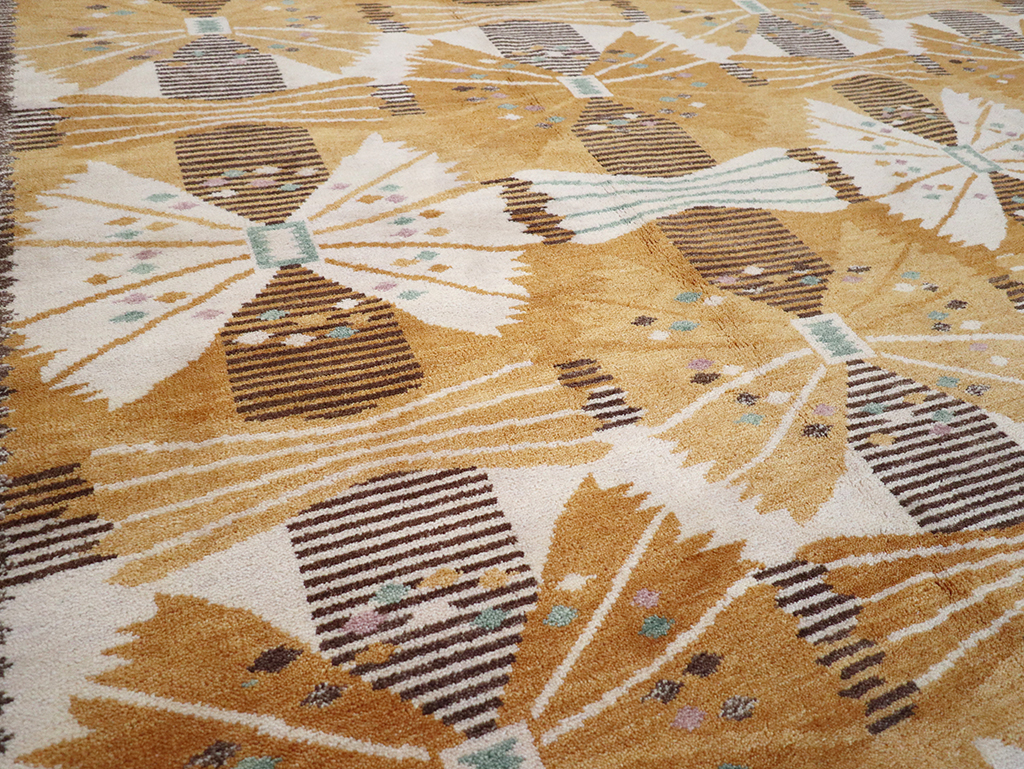 Vintage Scandinavian Rya After Park, Gul By Barbro Nilsson, No.33045 - Gss