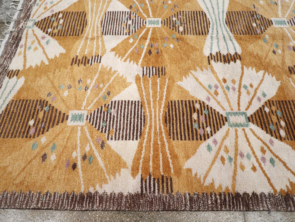 Vintage Scandinavian Rya After Park, Gul By Barbro Nilsson, No.33045 - Gss