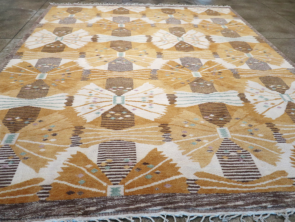 Vintage Scandinavian Rya After Park, Gul By Barbro Nilsson, No.33045 - Gss