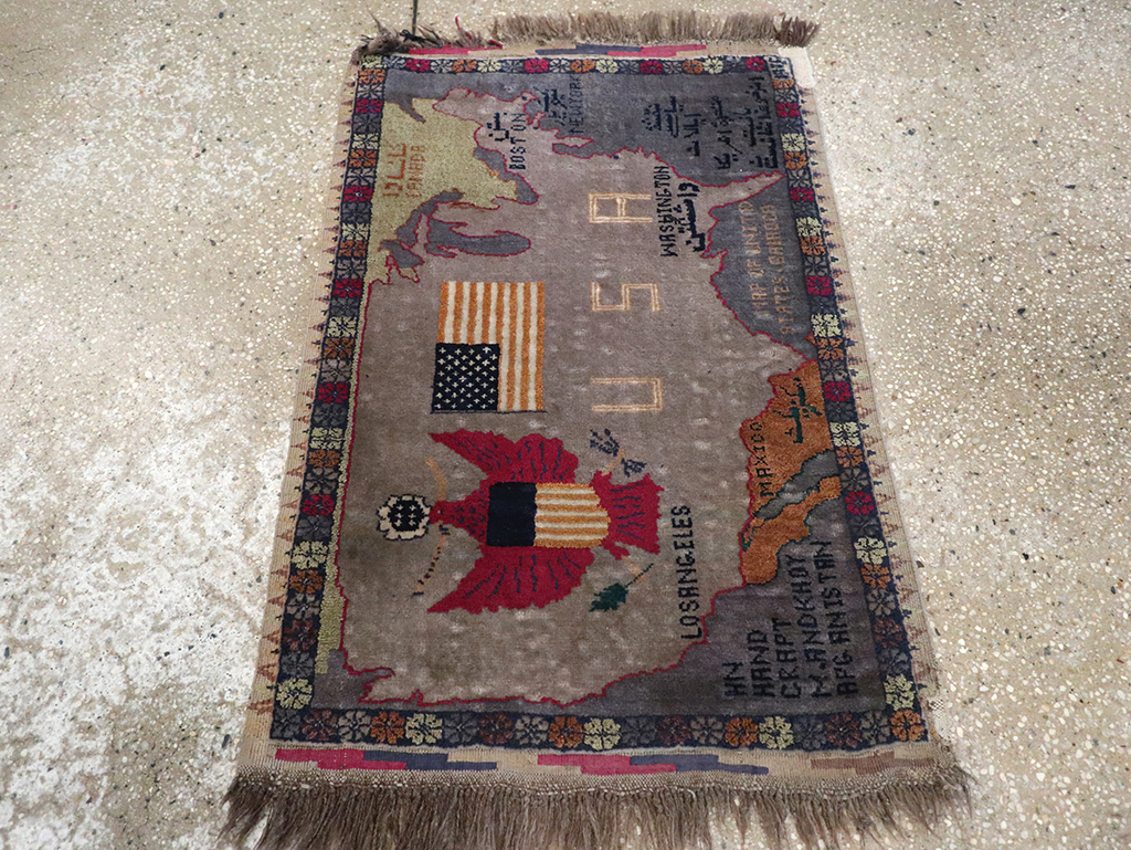 Vintage Afghan Pictorial Map Rug, No.33050 - Gss