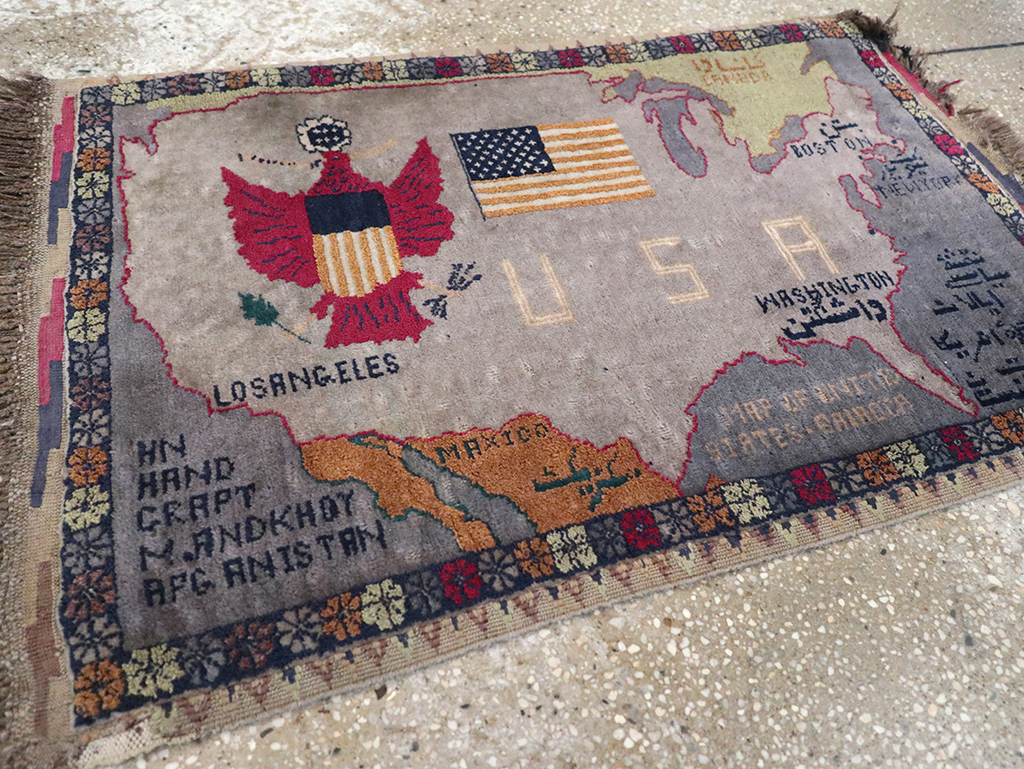 Vintage Afghan Pictorial Map Rug, No.33050 - Gss