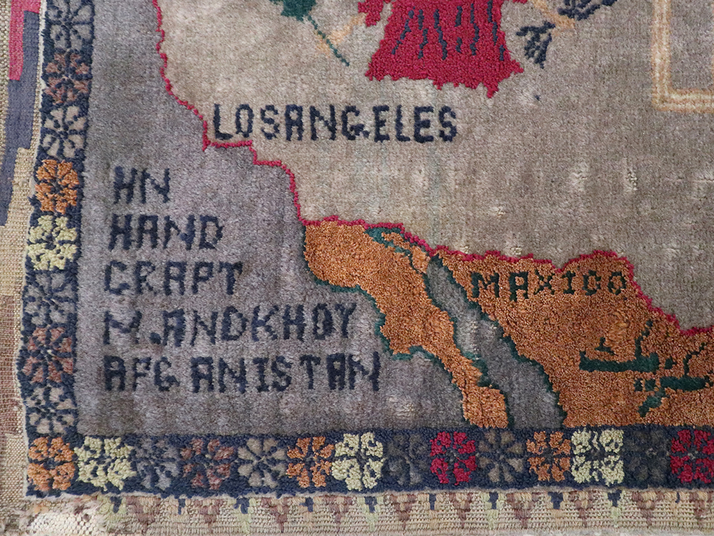 Vintage Afghan Pictorial Map Rug, No.33050 - Gss