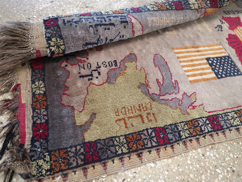 Vintage Afghan Pictorial Map Rug, No.33050 - Gss