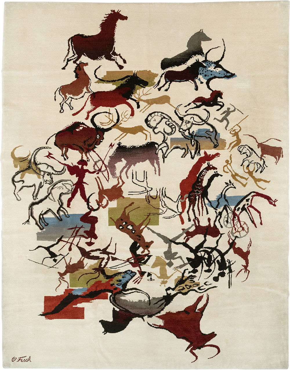 Mid-20th Century Art Deco Carpet: Caverna By Olga Fisch, No.33056 - Gss