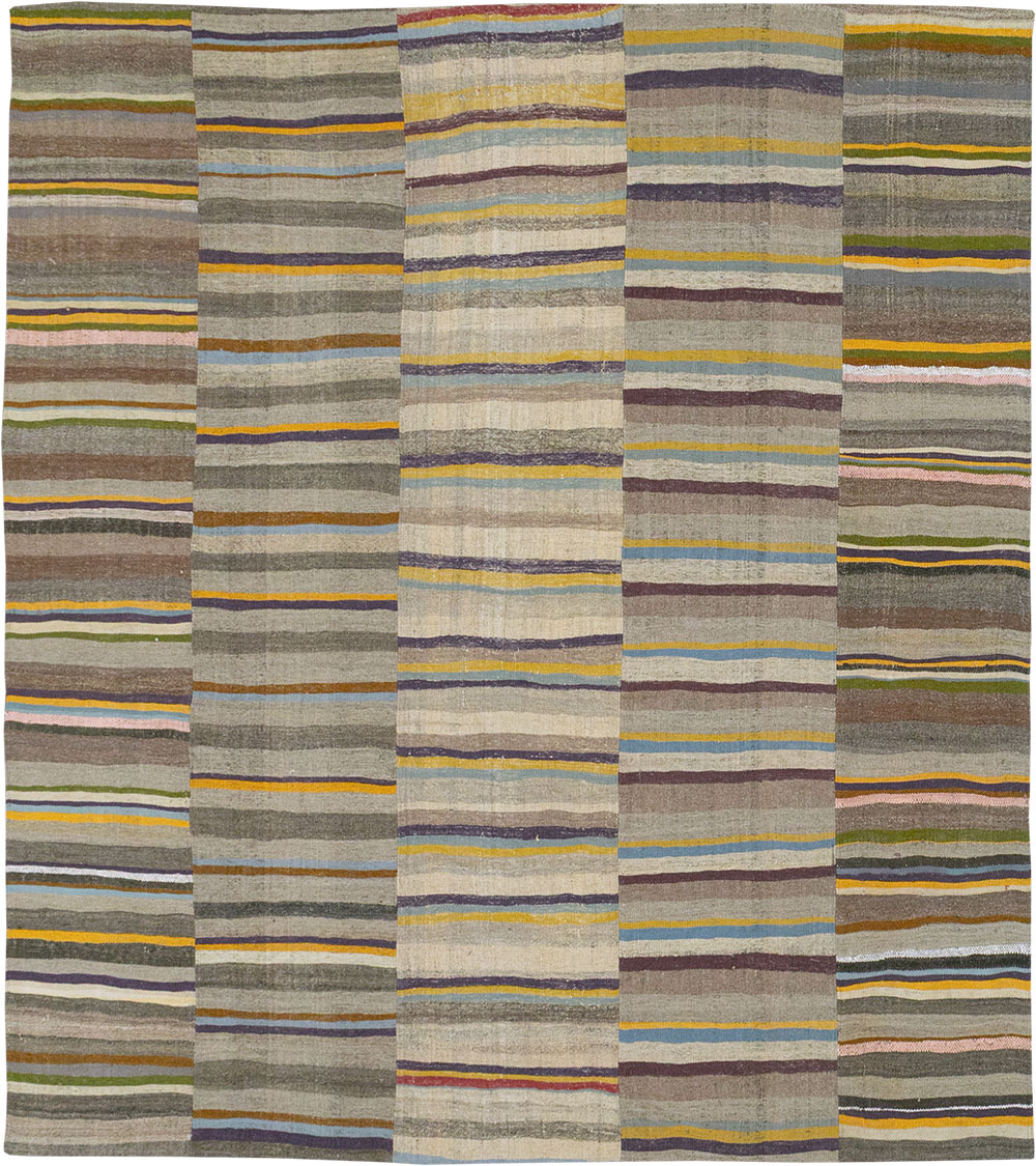 Vintage Turkish Flatweave Kilim Room Size Carpet, No.33094 - Gss