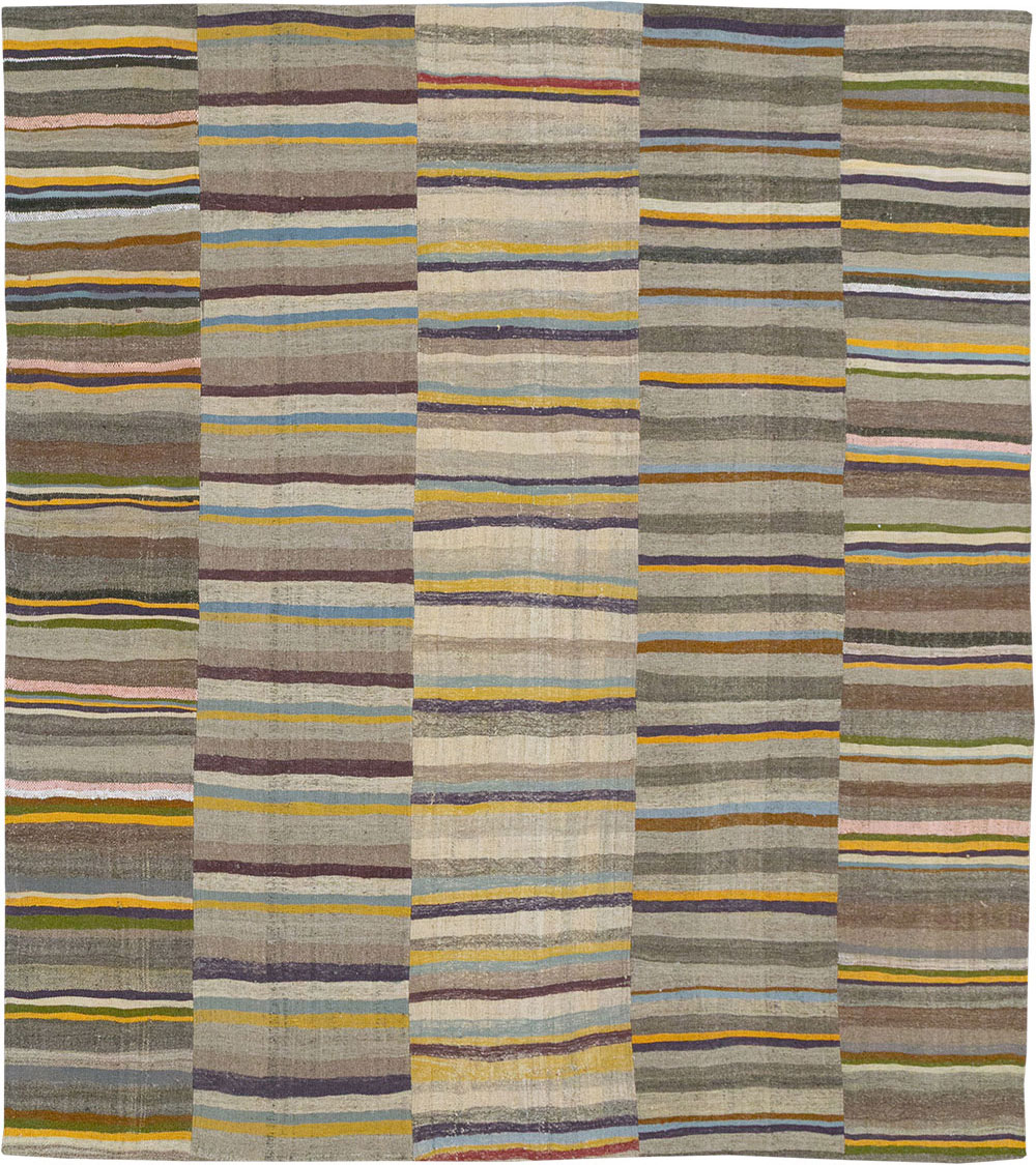 Vintage Turkish Flatweave Kilim Room Size Carpet, No.33094 - Gss