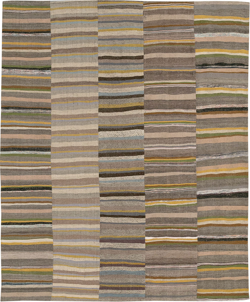 Vintage Turkish Flatweave Kilim Room Size Carpet, No.33095 - Gss