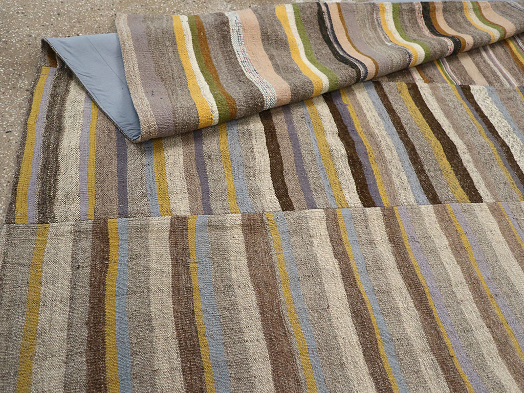 Vintage Turkish Flatweave Kilim Room Size Carpet, No.33095 - Gss