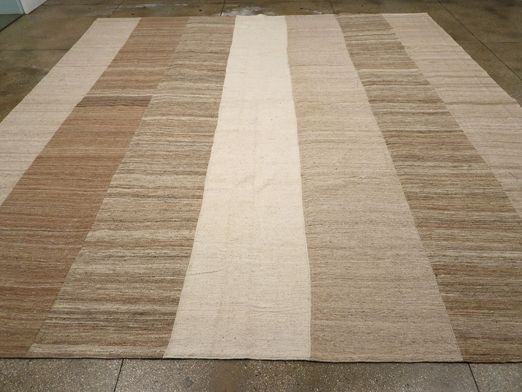 Vintage Turkish Flatweave Kilim Large Square Room Size Carpet, No.33101 - Gss
