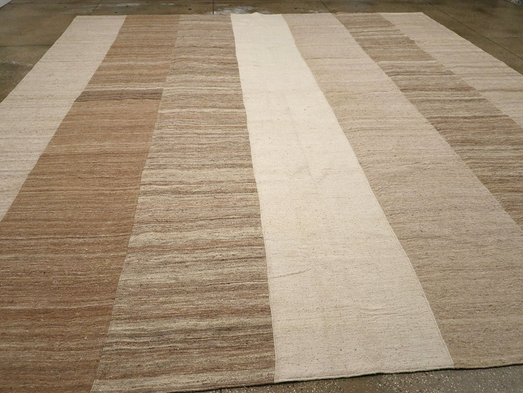 Vintage Turkish Flatweave Kilim Large Square Room Size Carpet, No.33101 - Gss