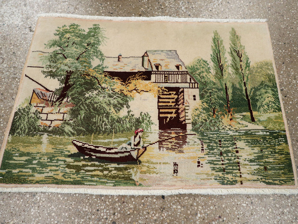 Vintage Persian Tabriz Pictorial Rug, No.33122 - Gss