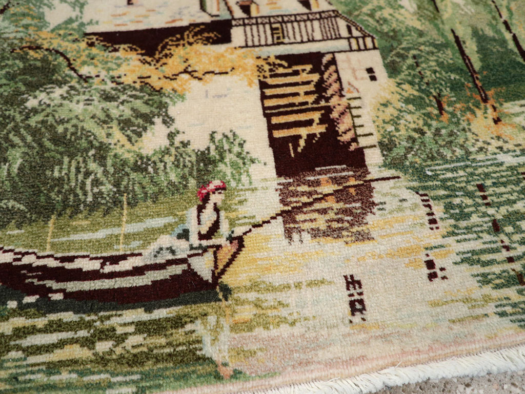 Vintage Persian Tabriz Pictorial Rug, No.33122 - Gss