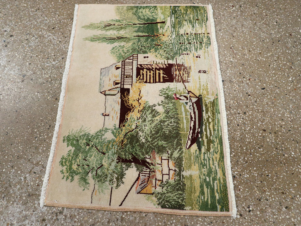 Vintage Persian Tabriz Pictorial Rug, No.33122 - Gss