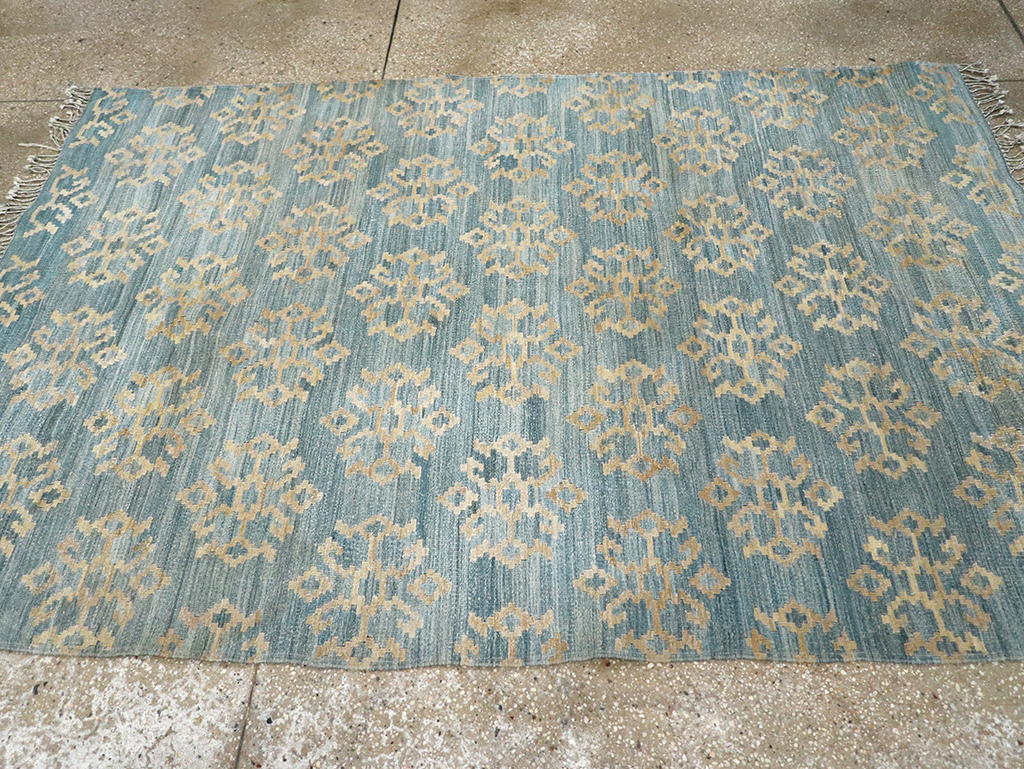 Modern Turkish Flatweave Kilim Accent Rug, No.33124 - Gss