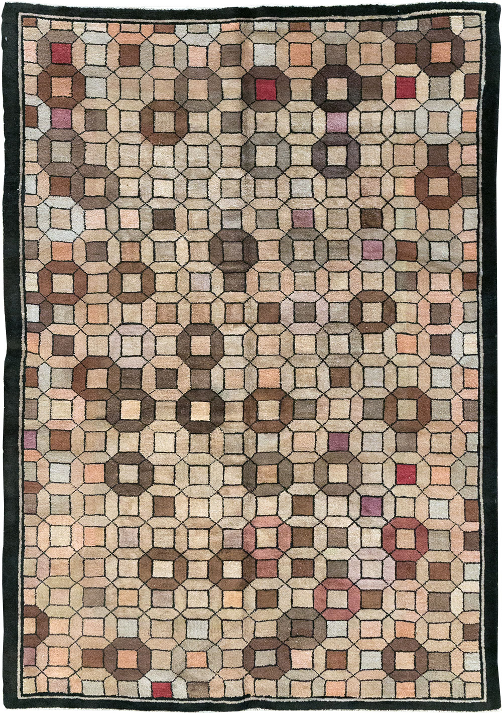Vintage Chinese Art Deco Accent Rug, No.33133 - Gss