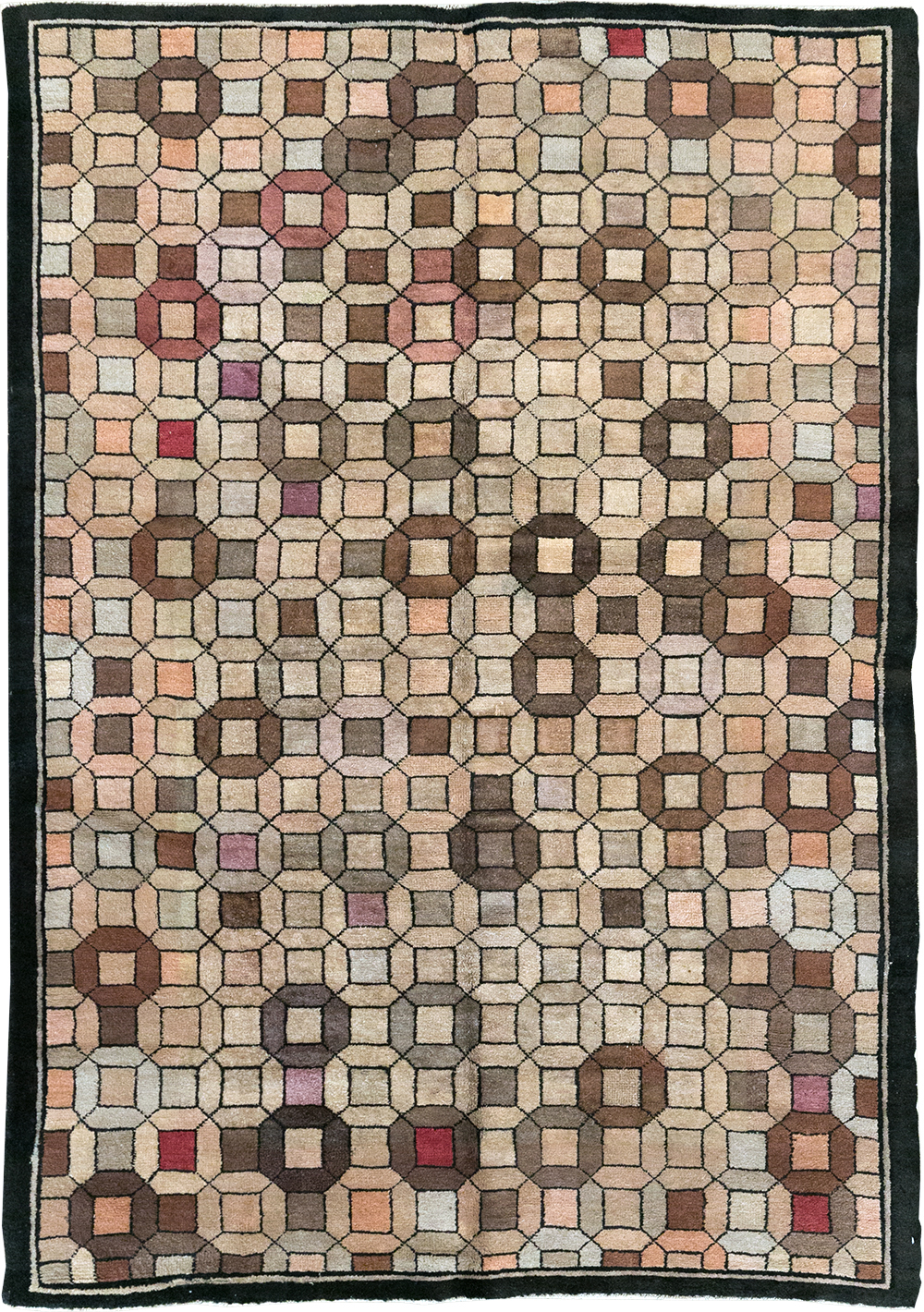 Vintage Chinese Art Deco Accent Rug, No.33133 - Gss