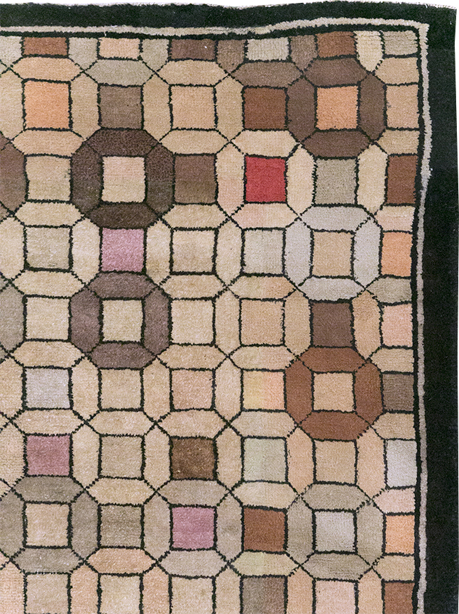 Vintage Chinese Art Deco Accent Rug, No.33133 - Gss