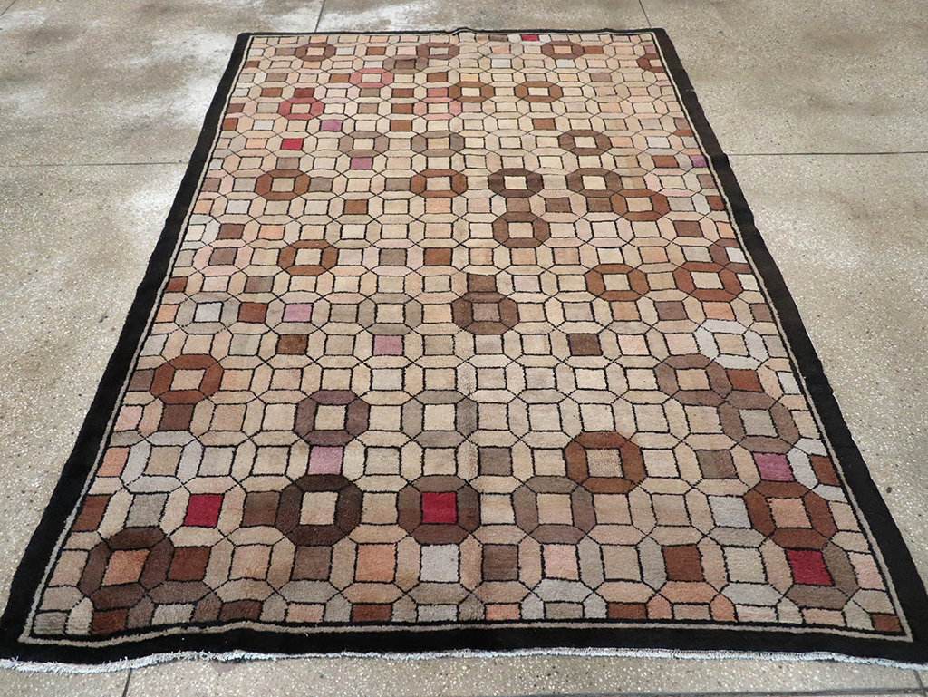 Vintage Chinese Art Deco Accent Rug, No.33133 - Gss