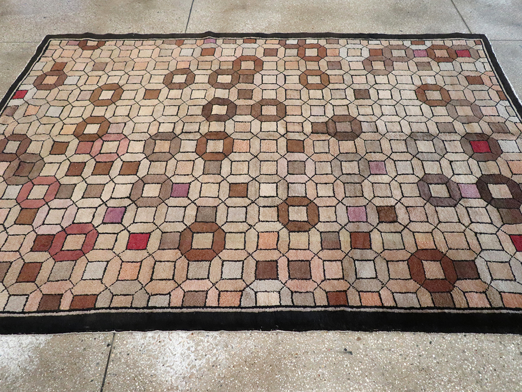 Vintage Chinese Art Deco Accent Rug, No.33133 - Gss