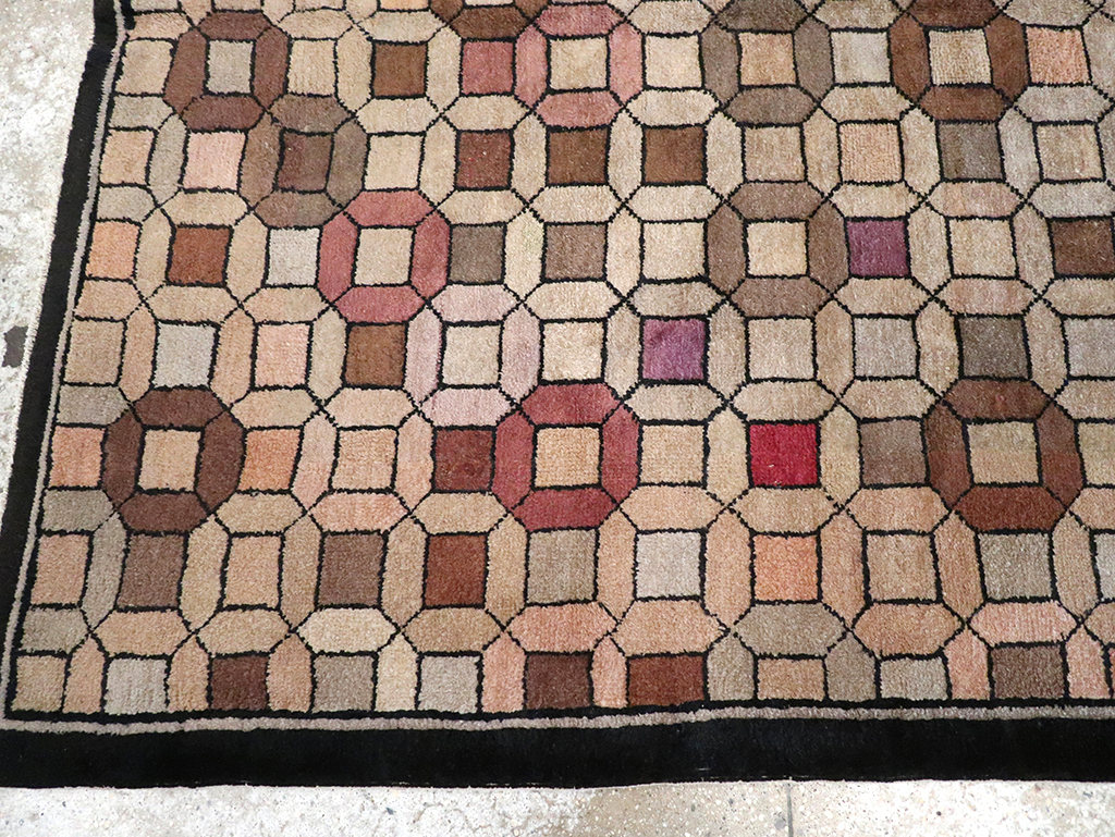 Vintage Chinese Art Deco Accent Rug, No.33133 - Gss