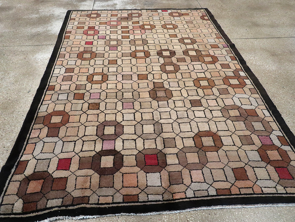 Vintage Chinese Art Deco Accent Rug, No.33133 - Gss