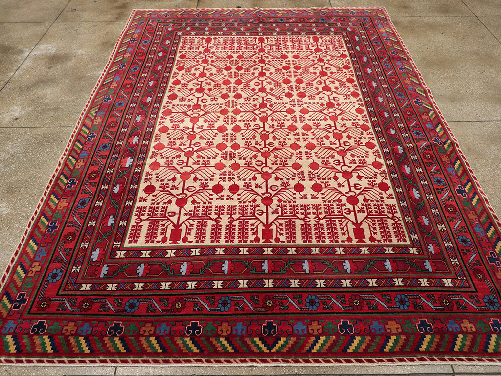 Vintage East Turkestan Khotan Room Size Carpet, No.33155 - Gss
