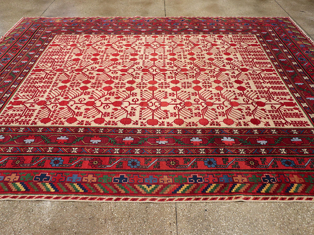 Vintage East Turkestan Khotan Room Size Carpet, No.33155 - Gss