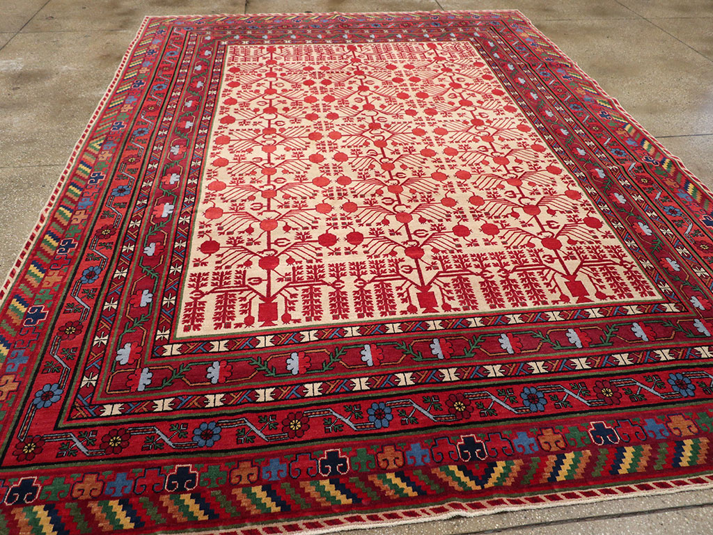 Vintage East Turkestan Khotan Room Size Carpet, No.33155 - Gss