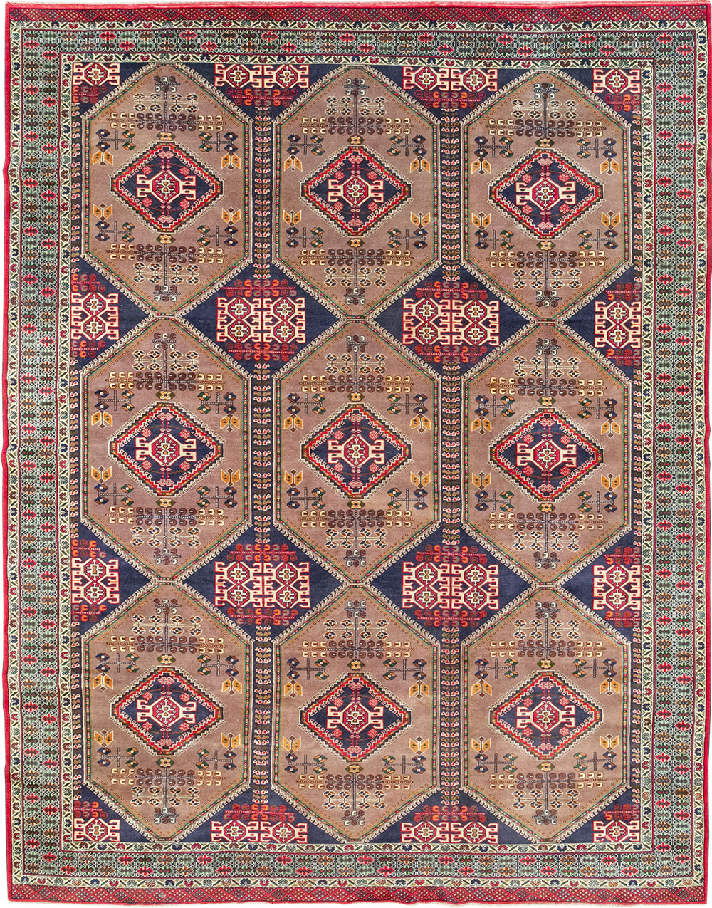 Vintage Persian Turkoman Room Size Carpet, No.33156 - Gss