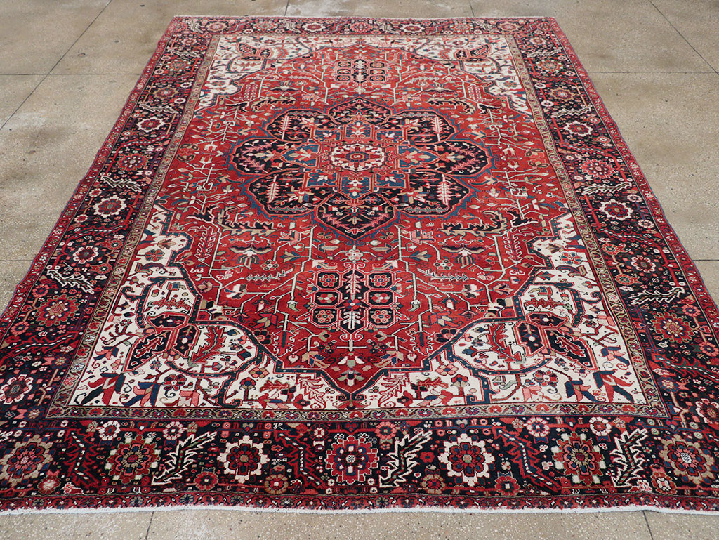 Vintage Persian Heriz Room Size Carpet, No.33168 - Gss