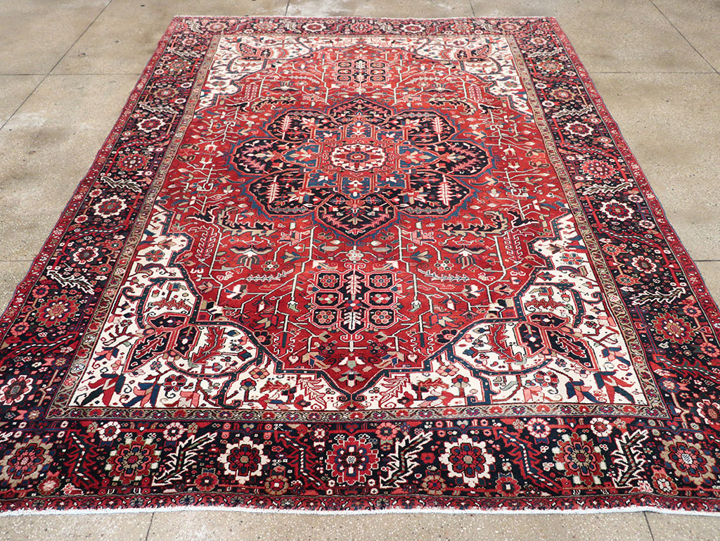 Vintage Persian Heriz Room Size Carpet, No.33168 - Gss