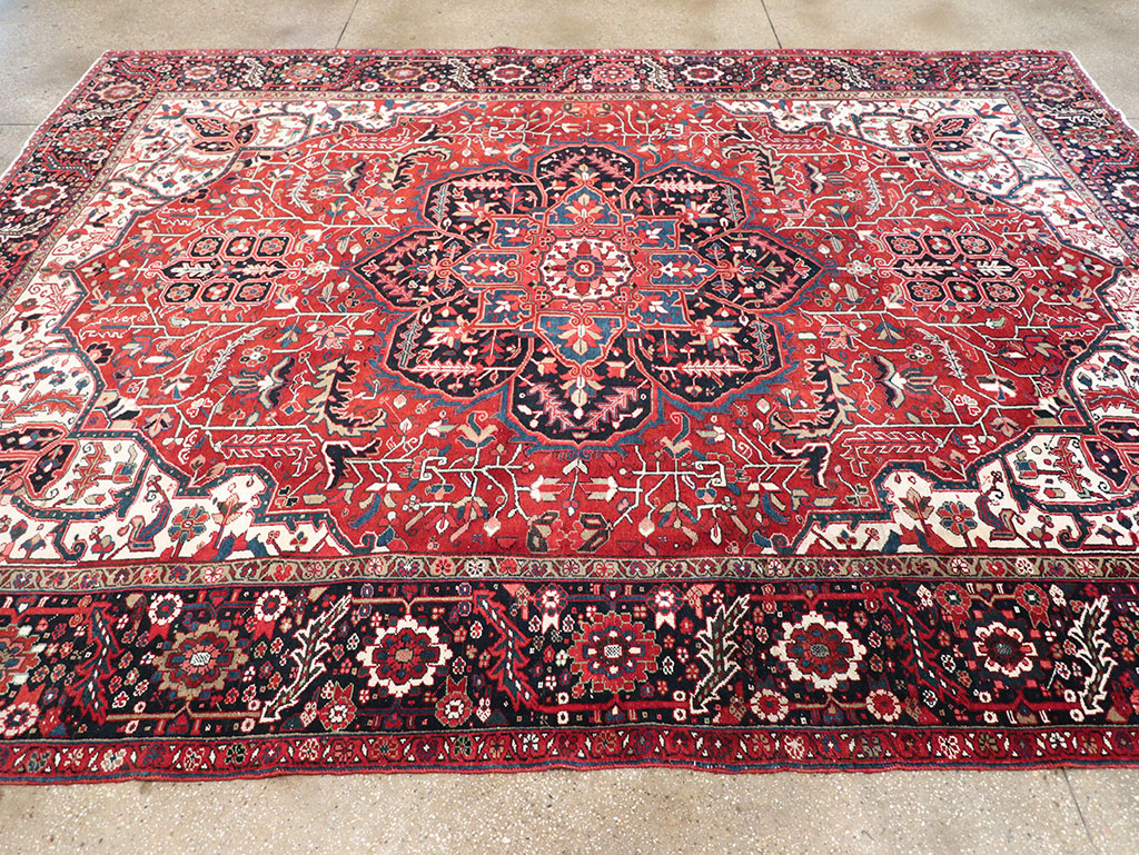 Vintage Persian Heriz Room Size Carpet, No.33168 - Gss