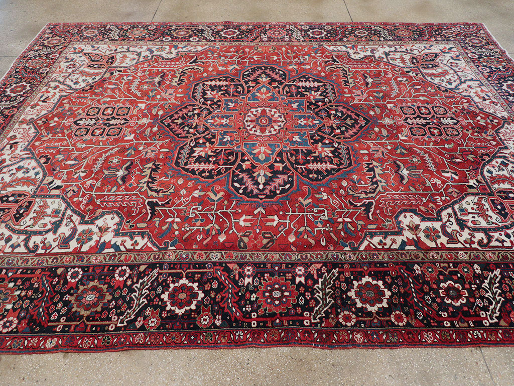 Vintage Persian Heriz Room Size Carpet, No.33168 - Gss