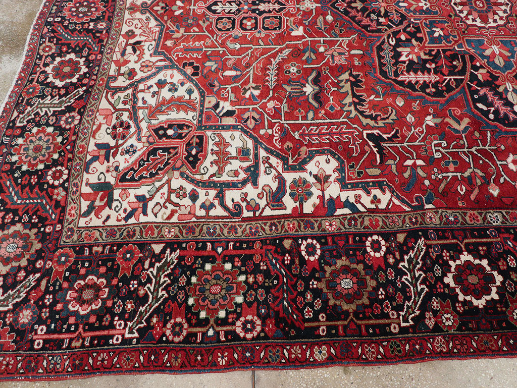 Vintage Persian Heriz Room Size Carpet, No.33168 - Gss
